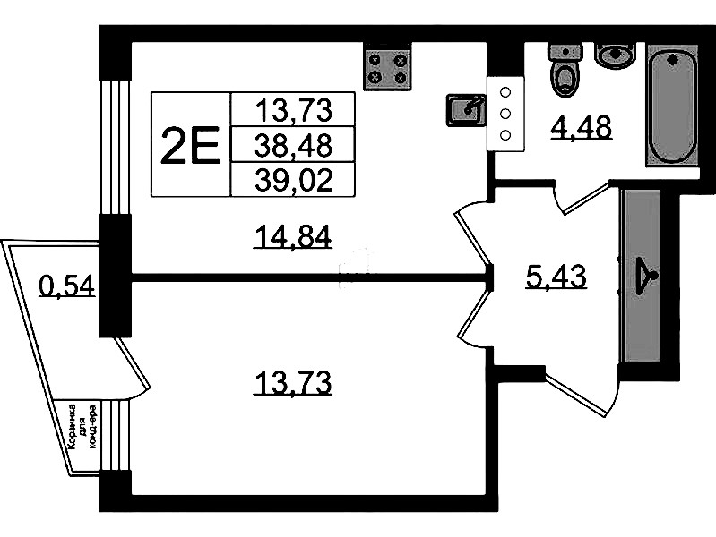 1-комнатная квартира 39.02 м², 7/11 эт., ЖК «VEREN NORT Сертолово»